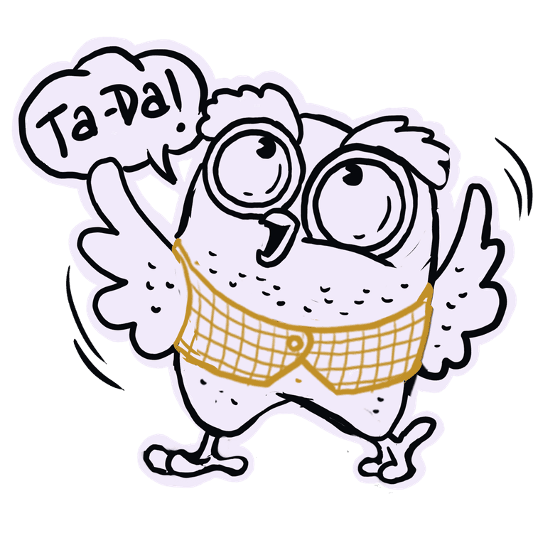Hootley the owl mascot celebrating